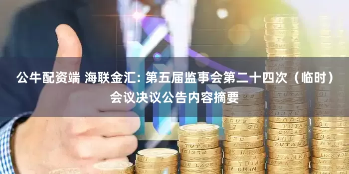 公牛配资端 海联金汇: 第五届监事会第二十四次（临时）会议决议公告内容摘要