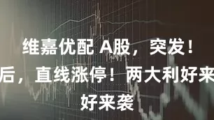 维嘉优配 A股，突发！午后，直线涨停！两大利好来袭